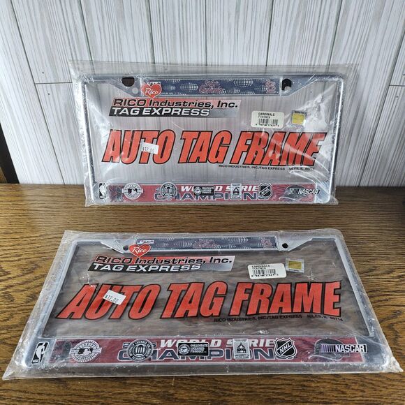 Set of 2 St. Louis Cardinals Auto Tag Frame New in Package RICO Industries 2006 - Picture 1 of 2
